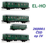 260001 EL-HO Set 5 osobních vozů 'Rybák' Ep.IV ČSD