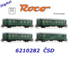 6210282 Roco Set 4 osobních vozů 'Rybák' ČSD s osvětlením, DCC